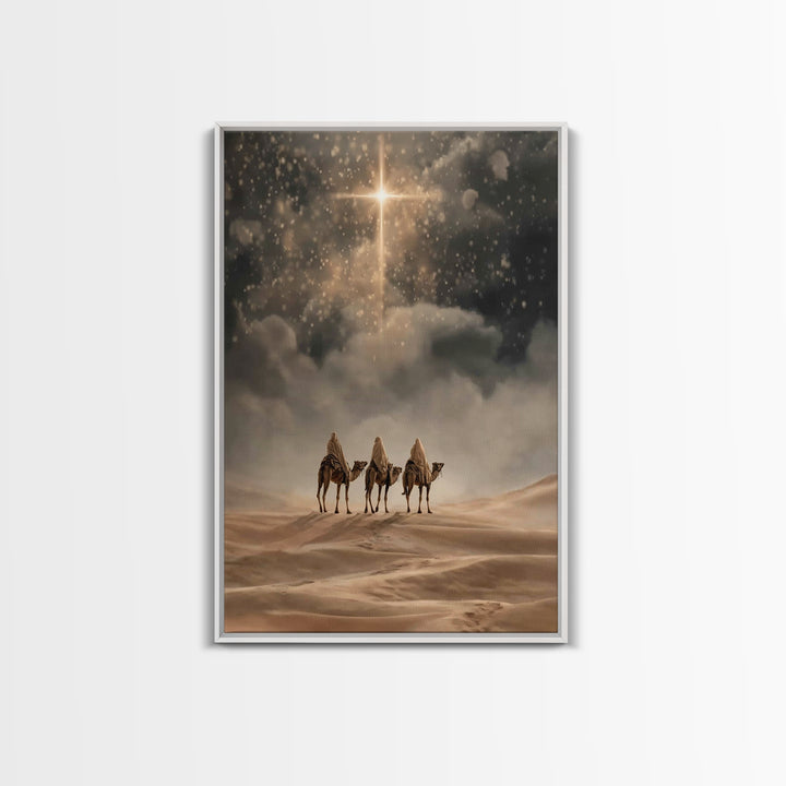 Three Gifts Journey | Framed Canvas Print | Christmas Art | Christian Art Canvas | Christian Wall Art | Vintage Christmas Art | Christian C