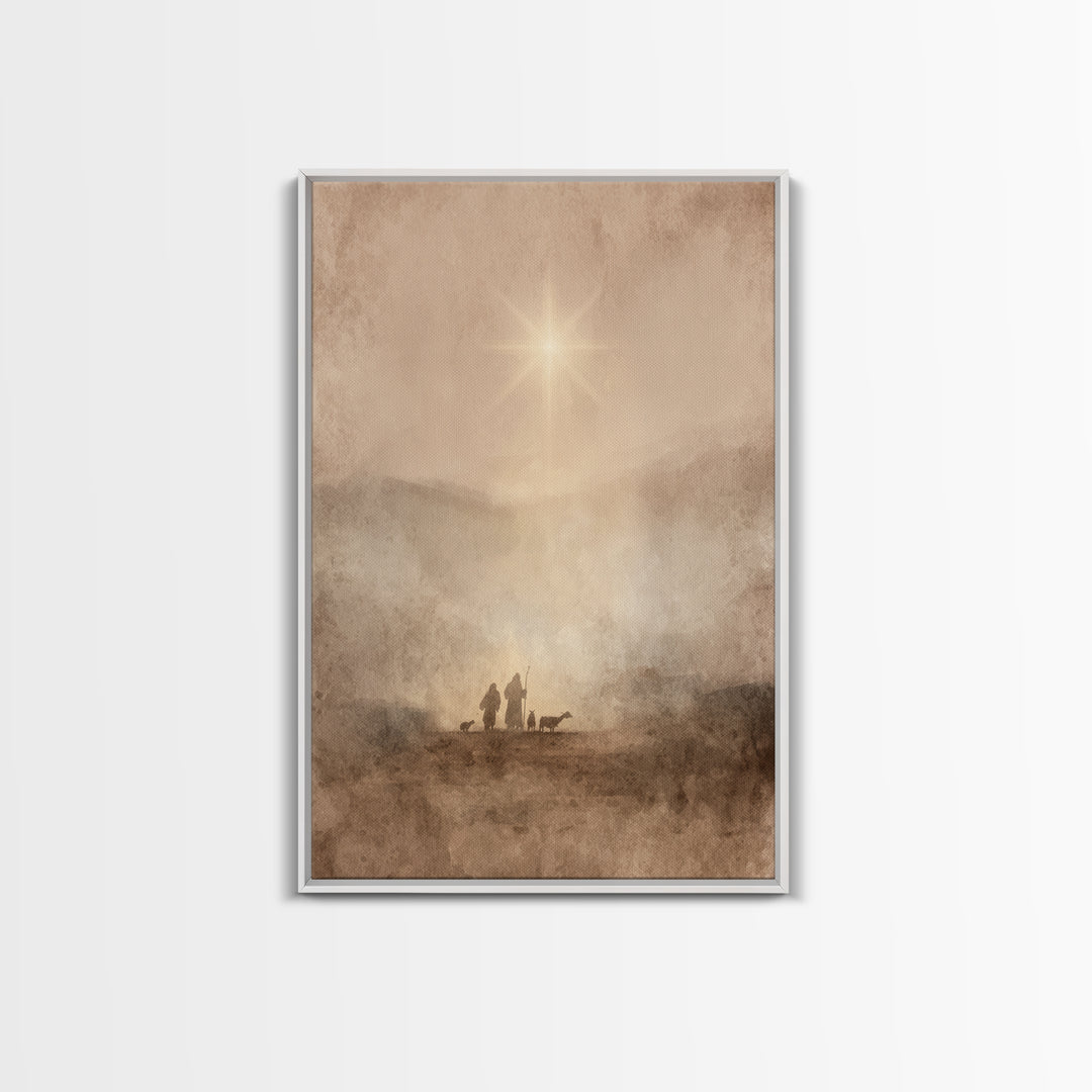 Desert Star Rise – Framed Canvas Print – Christian Christmas Art – Christmas Art Prints – Christian Art Canvas – Christian Wall Art