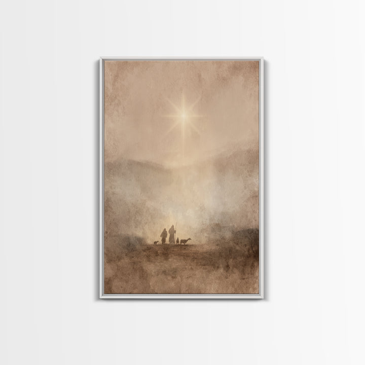 Desert Star Rise – Framed Canvas Print – Christian Christmas Art – Christmas Art Prints – Christian Art Canvas – Christian Wall Art