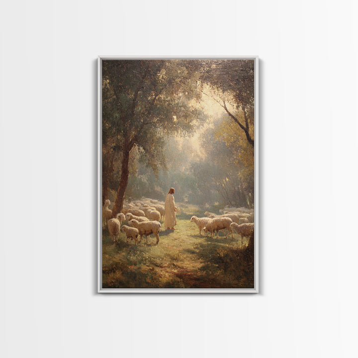 Shepherd’s Peace Meadow – Framed Canvas Print – Christian Wall Art – Jesus Painting – Christian Art Canvas – Christian Art Print – Large Ch