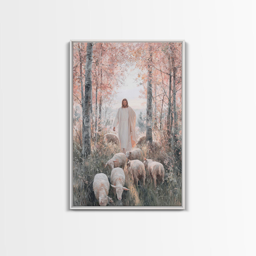 Autumn Grace Walk – Framed Canvas Print – Christian Art Canvas – Jesus Painting – Christian Wall Art – Christian Christmas Art – Modern Chr