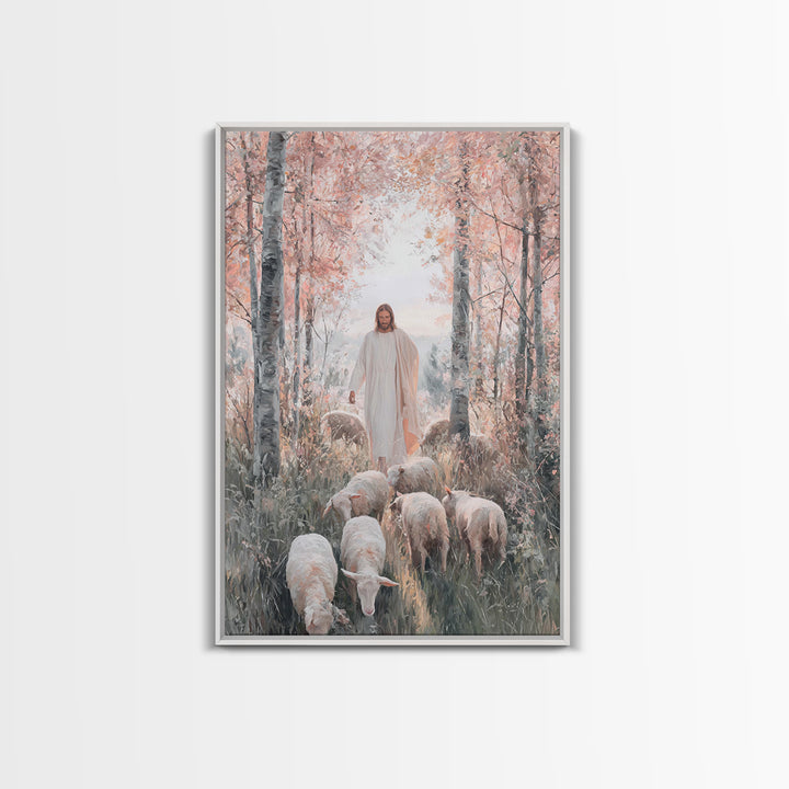 Autumn Grace Walk – Framed Canvas Print – Christian Art Canvas – Jesus Painting – Christian Wall Art – Christian Christmas Art – Modern Chr