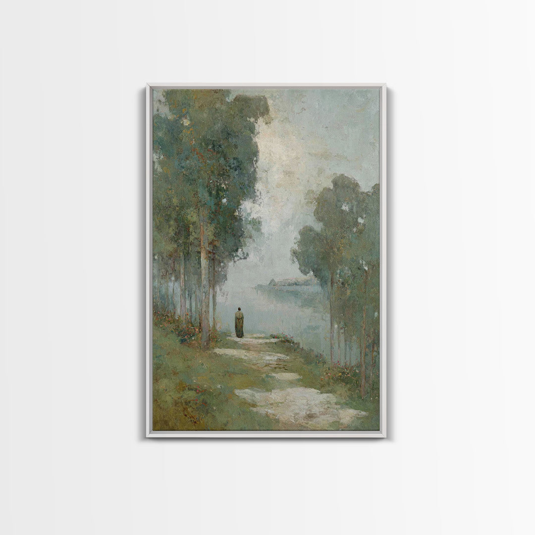 Quiet Pilgrim Way – Framed Canvas Print – Christian Art Canvas – Christian Wall Art – Vintage Christian Art – Christmas Wall Art – Christia