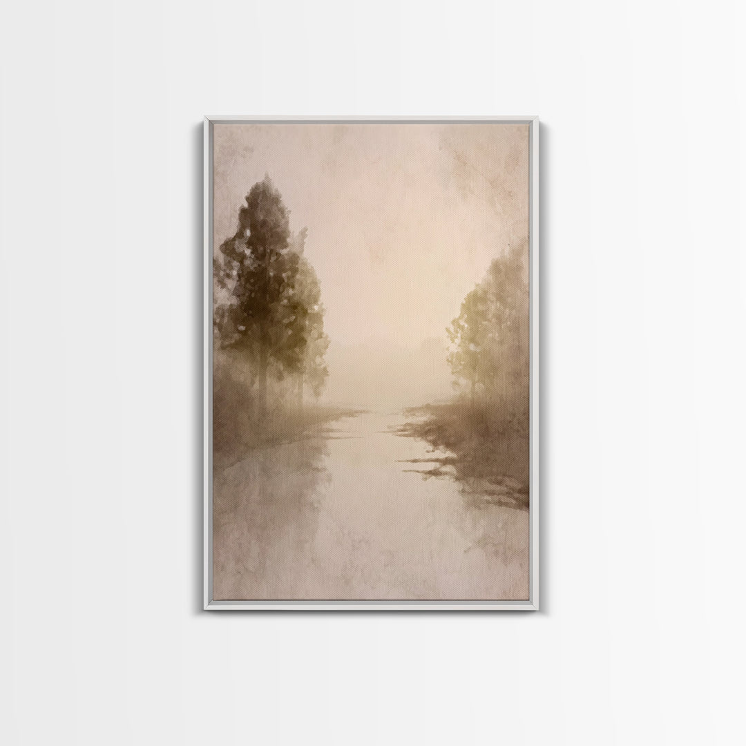 Misty River Hope – Framed Canvas Print – Christian Art Canvas – Christian Wall Art – Subtle Christian Art – Christmas Art – Christian Decor