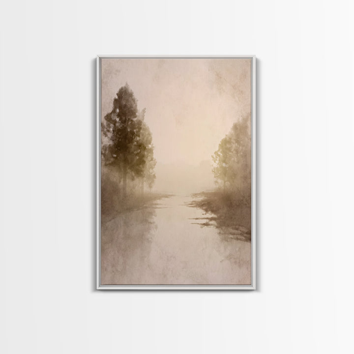 Misty River Hope – Framed Canvas Print – Christian Art Canvas – Christian Wall Art – Subtle Christian Art – Christmas Art – Christian Decor