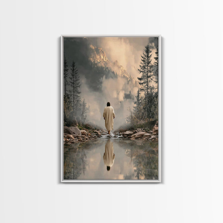 Mountain Refuge | Framed Canvas Print | Christian Art Canvas | Jesus Painting | Christian Decor For Home | Large Christian Art | Christmas