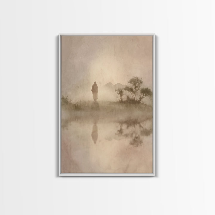 Desert Halo – Framed Canvas Print – Christian Art – Christian Wall Art – Jesus Painting – Christian Christmas Decorations – Modern Christia
