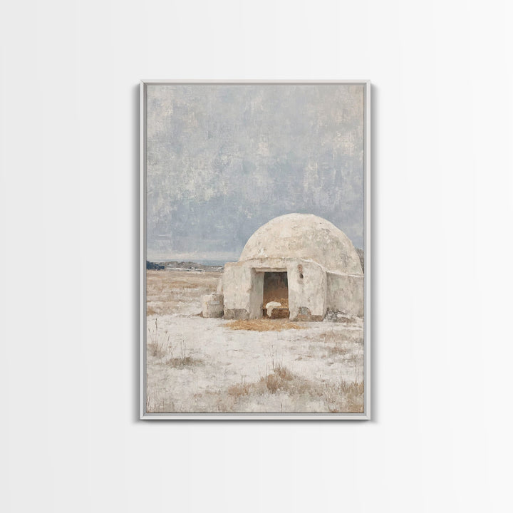 Humble Shelter Grace | Framed Canvas Print | Christian Art Canvas | Christmas Art Prints | Christian Wall Art | White Christmas Art | Chris