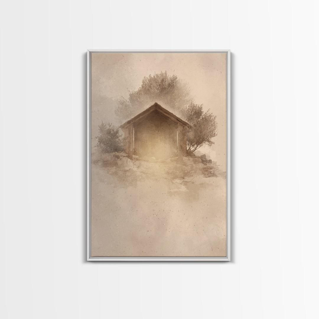 Holy Manger Glow, Framed Canvas Print, Framed Christmas Art, Christian Art Canvas, Christmas Wall Art, Christian Christmas Decor, Christian