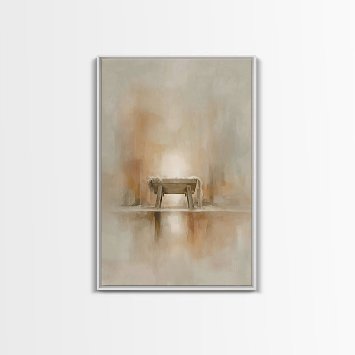 Humble Manger Light, Framed Canvas Print, Christmas Wall Art, Christian Christmas Art, Modern Christmas Art, Christmas Art Prints, Christia
