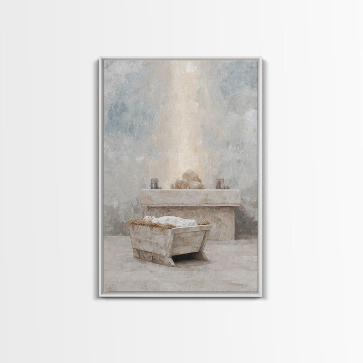 Silent Offering Stone – Framed Canvas Print – Christian Wall Art – Christian Art Canvas – Christmas Art Work – Subtle Christian Art – Chris