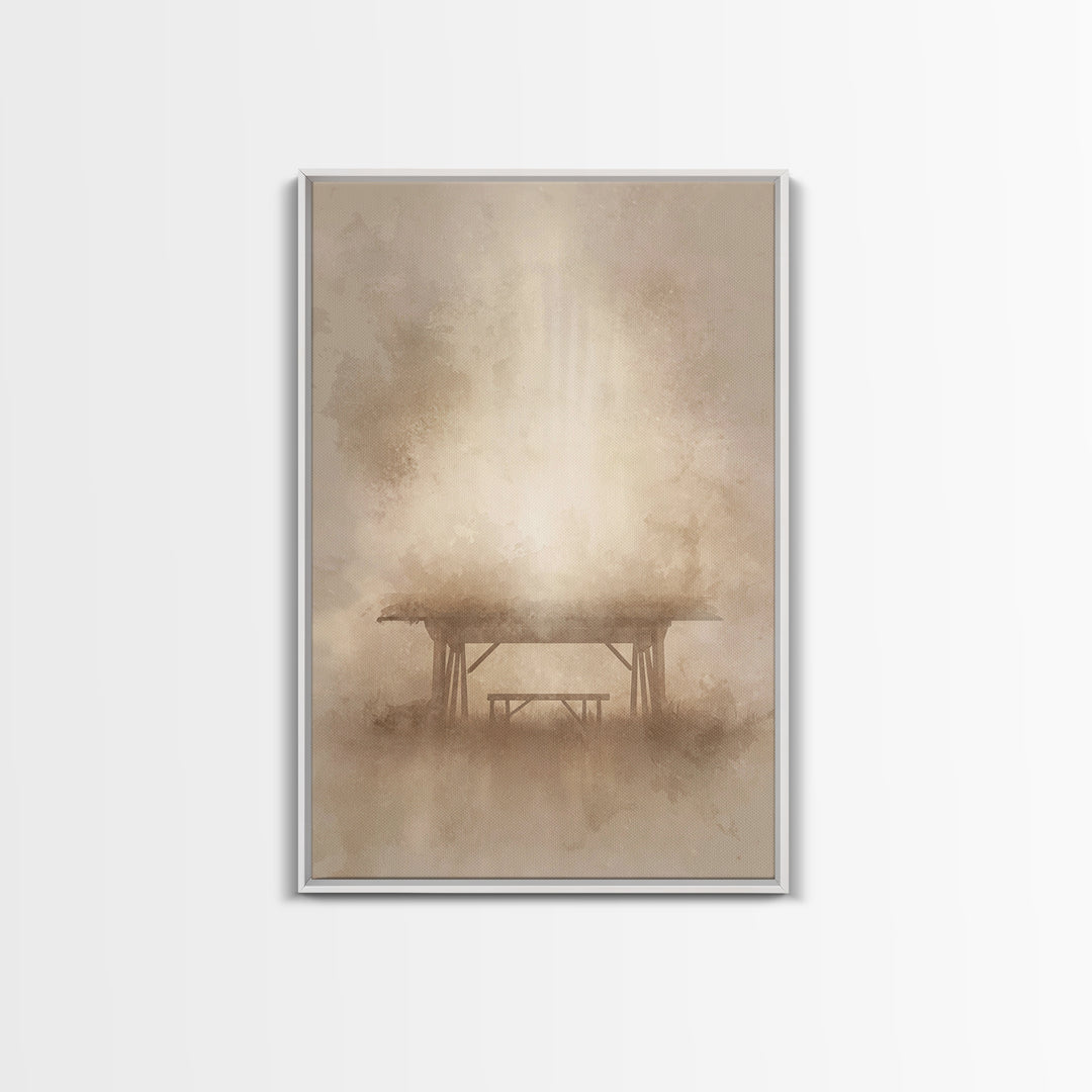 Holy Stable Promise, Framed Canvas Print, Christian Wall Art, Christmas Art Prints, Christian Christmas Art, Minimalist Christian Art, Chri