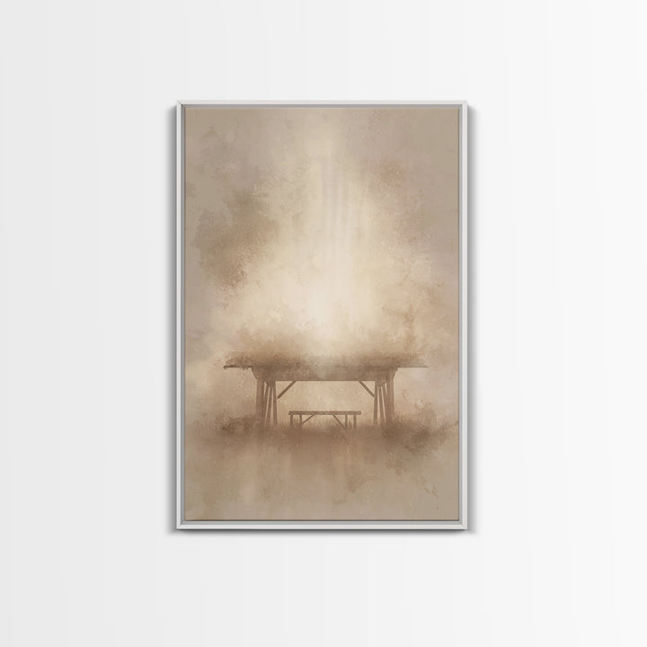 Holy Stable Promise, Framed Canvas Print, Christian Wall Art, Christmas Art Prints, Christian Christmas Art, Minimalist Christian Art, Chri
