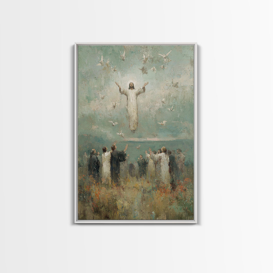 Ascension Light, Framed Canvas Print, Christian Art Canvas, Christian Wall Art, Jesus Painting, Modern Christian Painting, Christian Christ