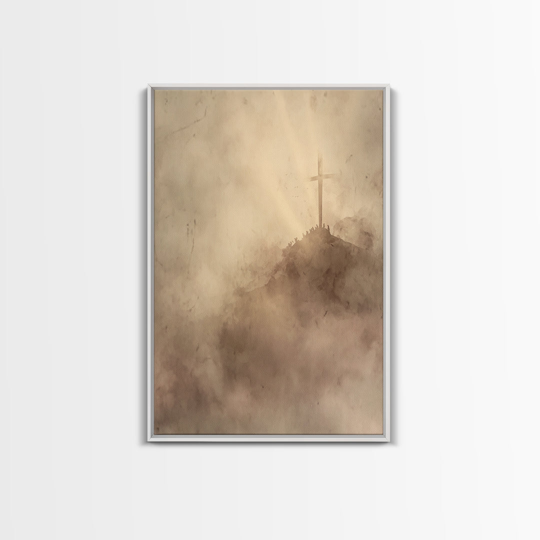 Hill Of Redemption – Framed Canvas Print – Christian Wall Art – Christian Art Canvas – Christian Art – Moody Christian Art – Christian Deco