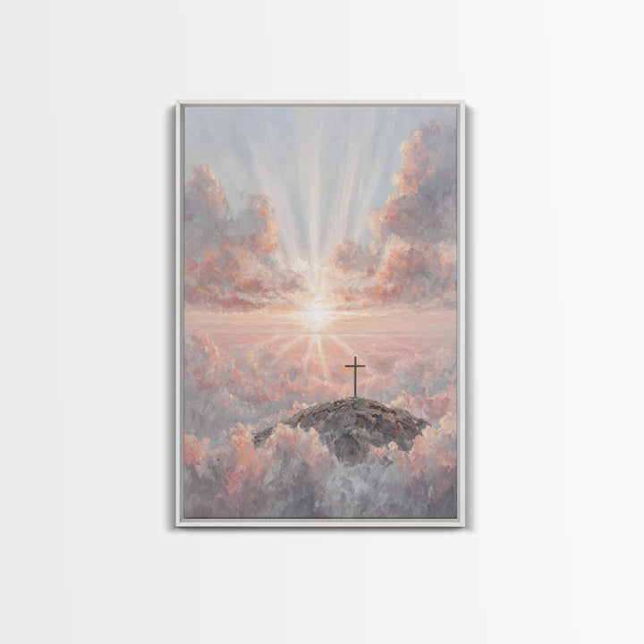 Dawn Of Salvation, Framed Canvas Print, Christian Wall Art, Christian Art Canvas, Modern Christian Art, Christian Paintings, Christian Deco