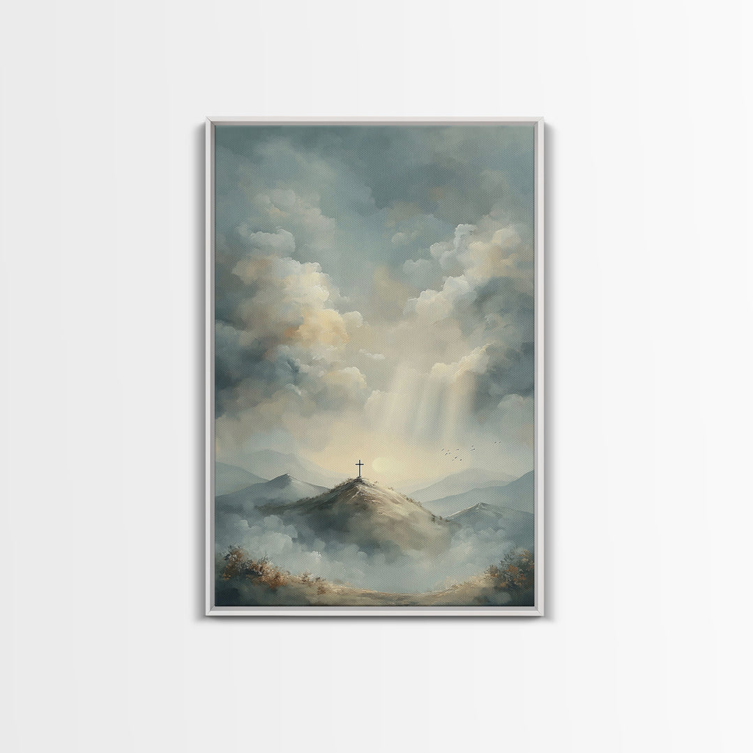 Heaven’s Summit | Framed Canvas Print | Christian Art Canvas | Christian Wall Art | Large Christian Art | Modern Christian Painting | Chris