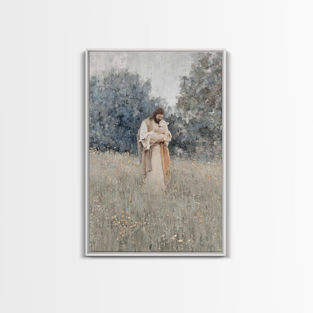 Lamb Of Grace | Framed Canvas Print | Jesus Painting | Christian Art Canvas | Christian Wall Art | Modern Christian Art | Christian Gift Id