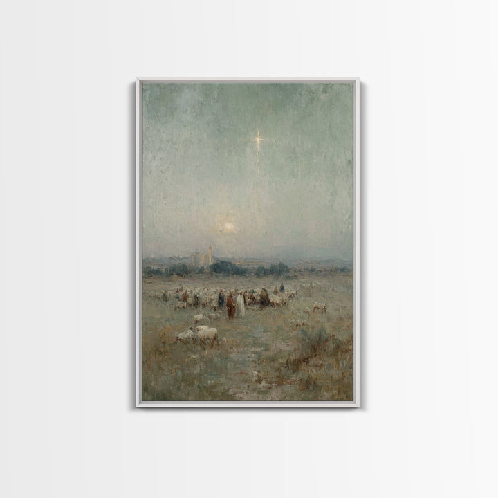 Star Of Bethlehem – Framed Canvas Print – Christian Wall Art – Christmas Art Prints – Christian Art Canvas – Vintage Christian Art – Christ