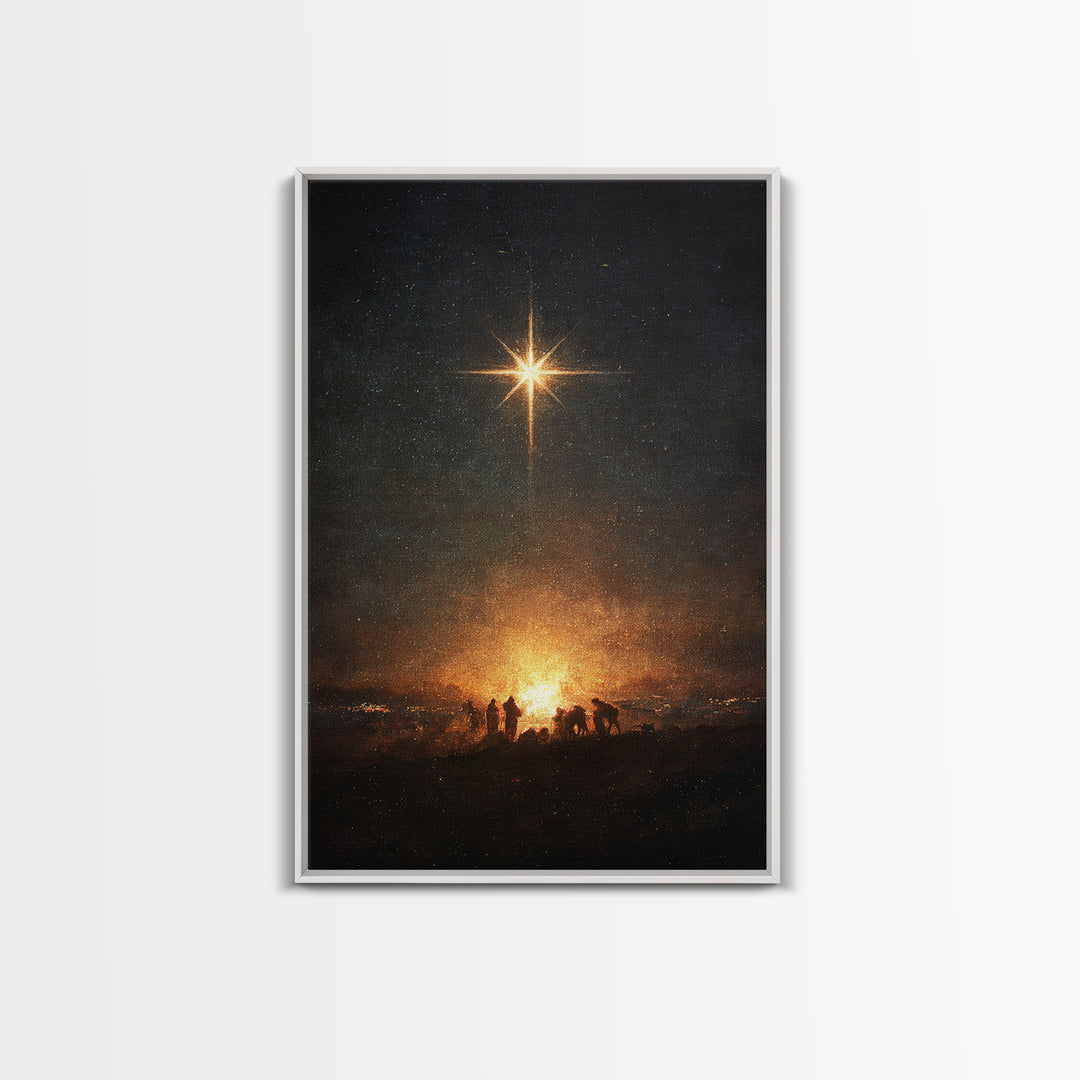 Night Of Wonder, Framed Canvas Print, Christian Christmas Art, Christian Wall Art, Christmas Canvas Wall Art, Moody Christmas Art, Christia