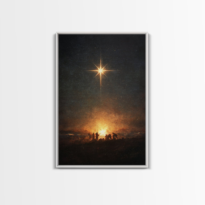 Night Of Wonder, Framed Canvas Print, Christian Christmas Art, Christian Wall Art, Christmas Canvas Wall Art, Moody Christmas Art, Christia