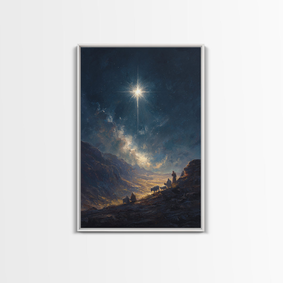 Starry Path – Framed Canvas Print – Christian Christmas Art – Christian Art Canvas – Christmas Wall Art – Modern Christian Art – Christian