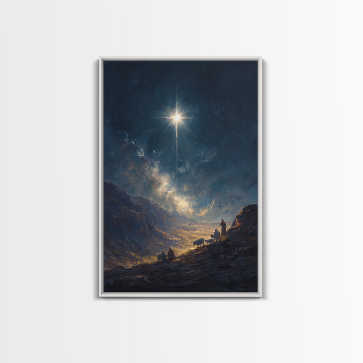 Starry Path – Framed Canvas Print – Christian Christmas Art – Christian Art Canvas – Christmas Wall Art – Modern Christian Art – Christian