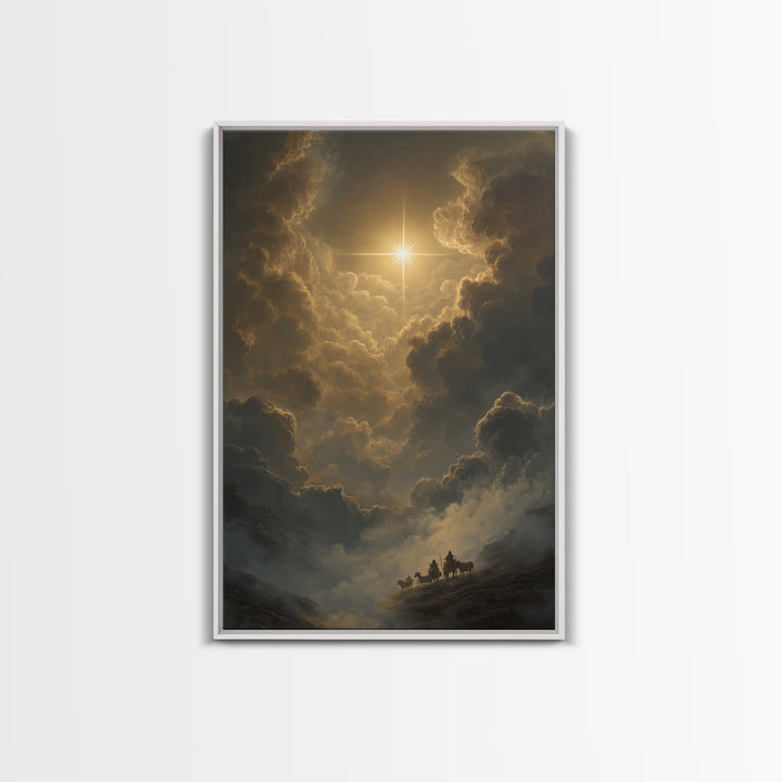 Guiding Star Glory – Framed Canvas Print – Christian Christmas Art – Christian Wall Art – Christmas Art Prints – Christian Art Canvas – Moo