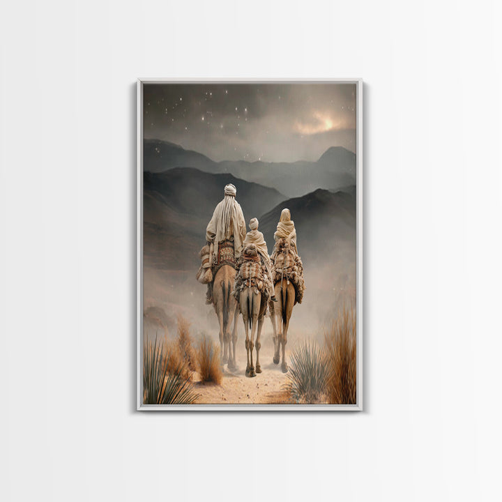 Guiding Star Caravan, Framed Canvas Print, Christian Art Canvas, Christian Christmas Art, Jesus Painting, Christmas Wall Art, Christian Dec