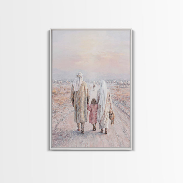 Pilgrims Of Dawn | Framed Canvas Print | Christian Wall Art | Christian Art Canvas | Jesus Painting | Christian Decor | Christmas Art