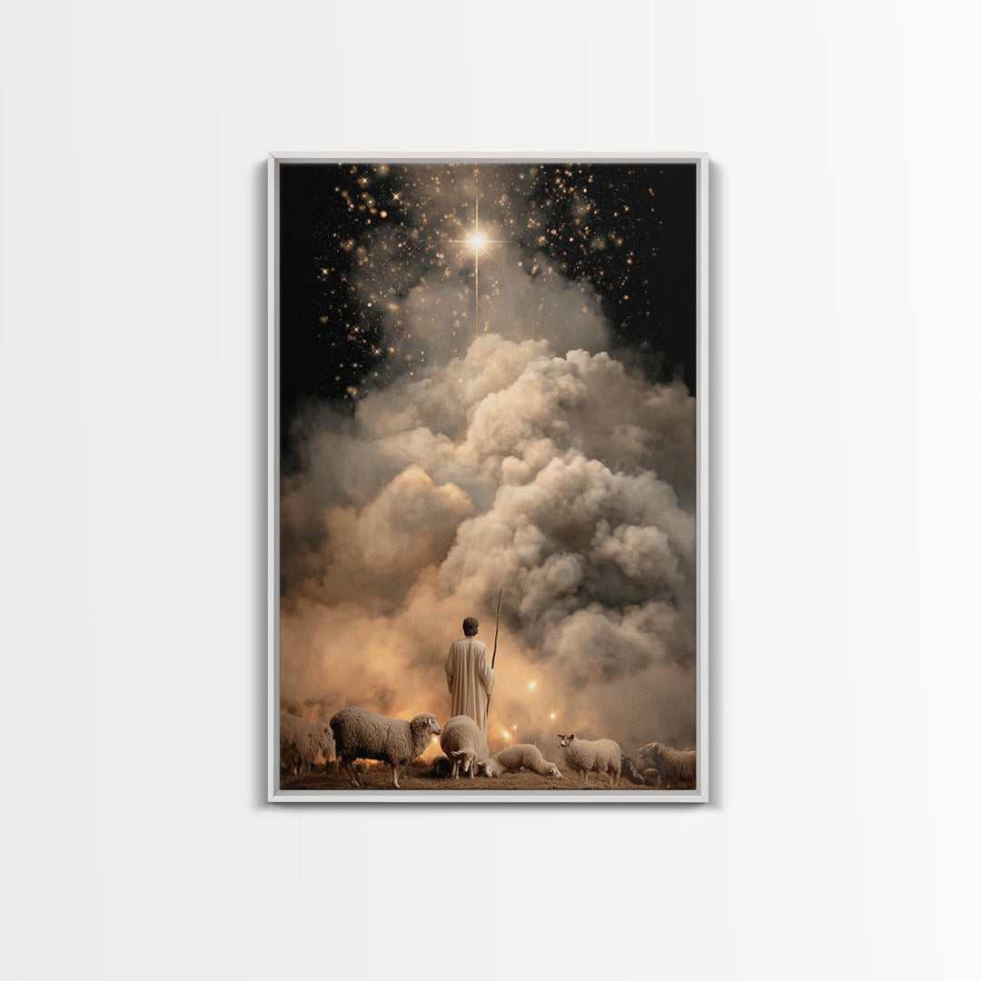 The Guiding Star – Framed Canvas Print – Christian Wall Art – Jesus Painting – Christian Christmas Art – Christian Art Canvas