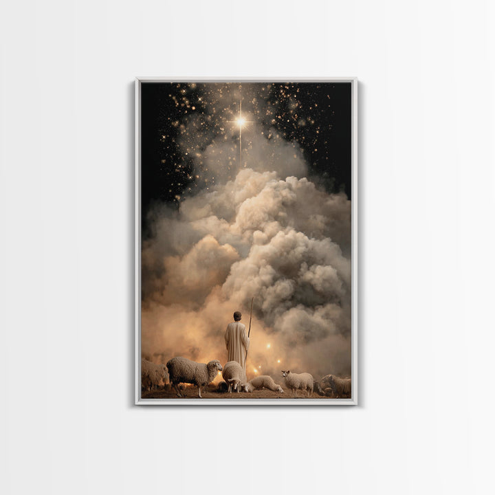 The Guiding Star – Framed Canvas Print – Christian Wall Art – Jesus Painting – Christian Christmas Art – Christian Art Canvas