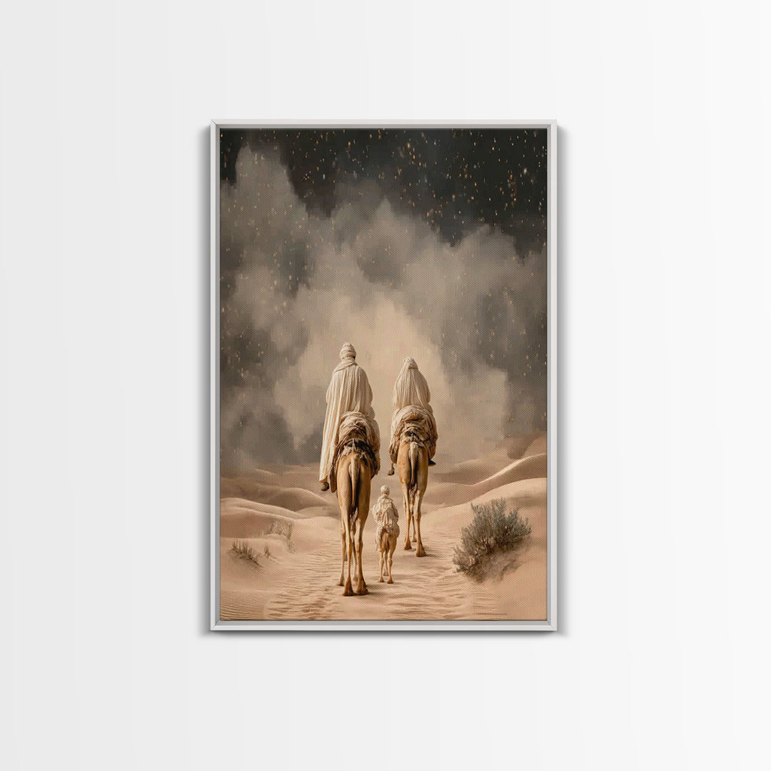 Desert Star Journey, Framed Canvas Print, Christian Art Canvas, Christian Wall Art, Christmas Art, Christian Christmas Art, Jesus Painting