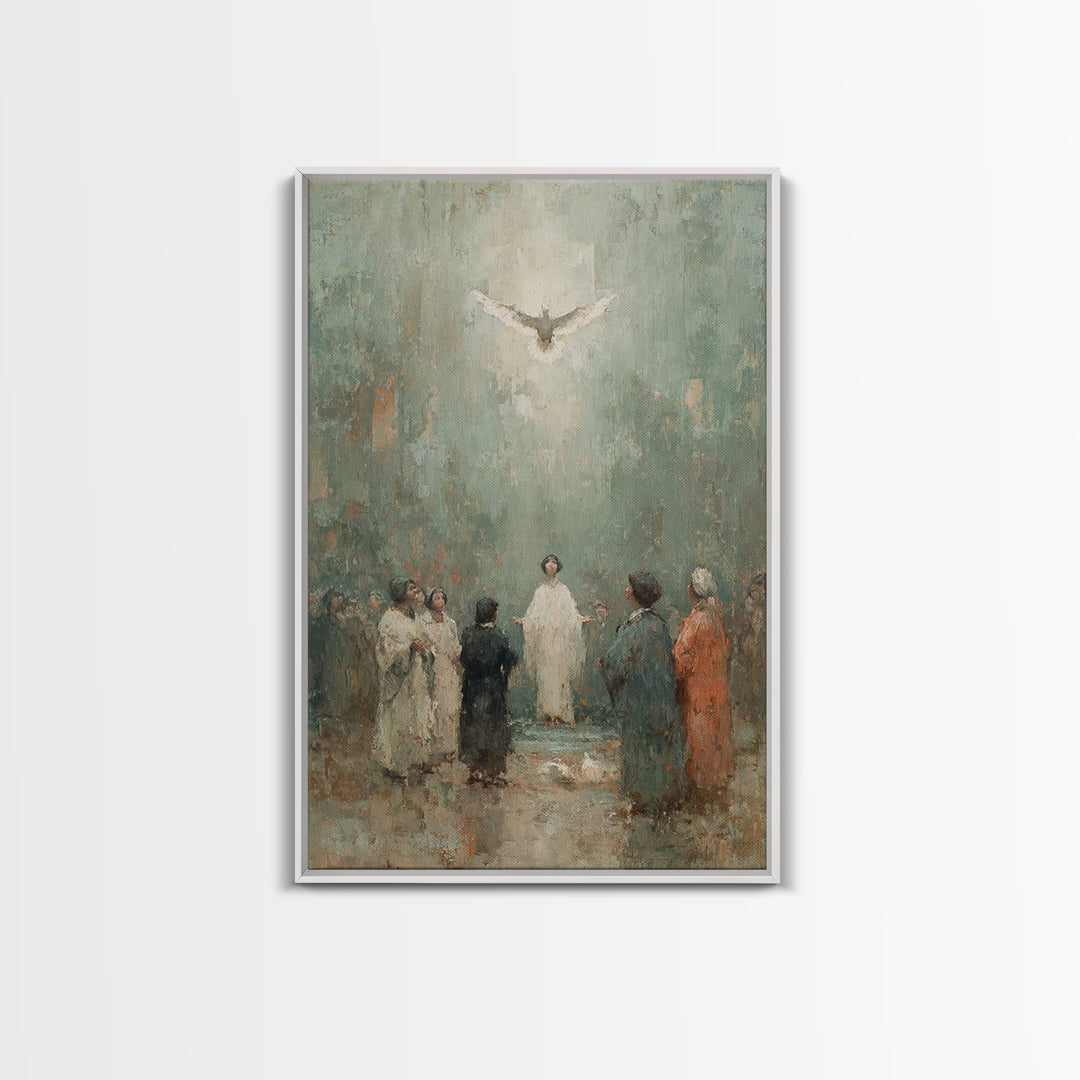 Pentecost Promise, Framed Canvas Print, Christian Art Canvas, Christian Wall Art, Christian Art Work, Christian Paintings, Christian Decor