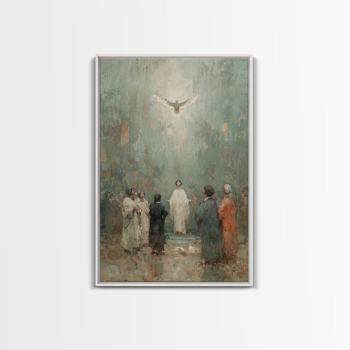 Pentecost Promise, Framed Canvas Print, Christian Art Canvas, Christian Wall Art, Christian Art Work, Christian Paintings, Christian Decor