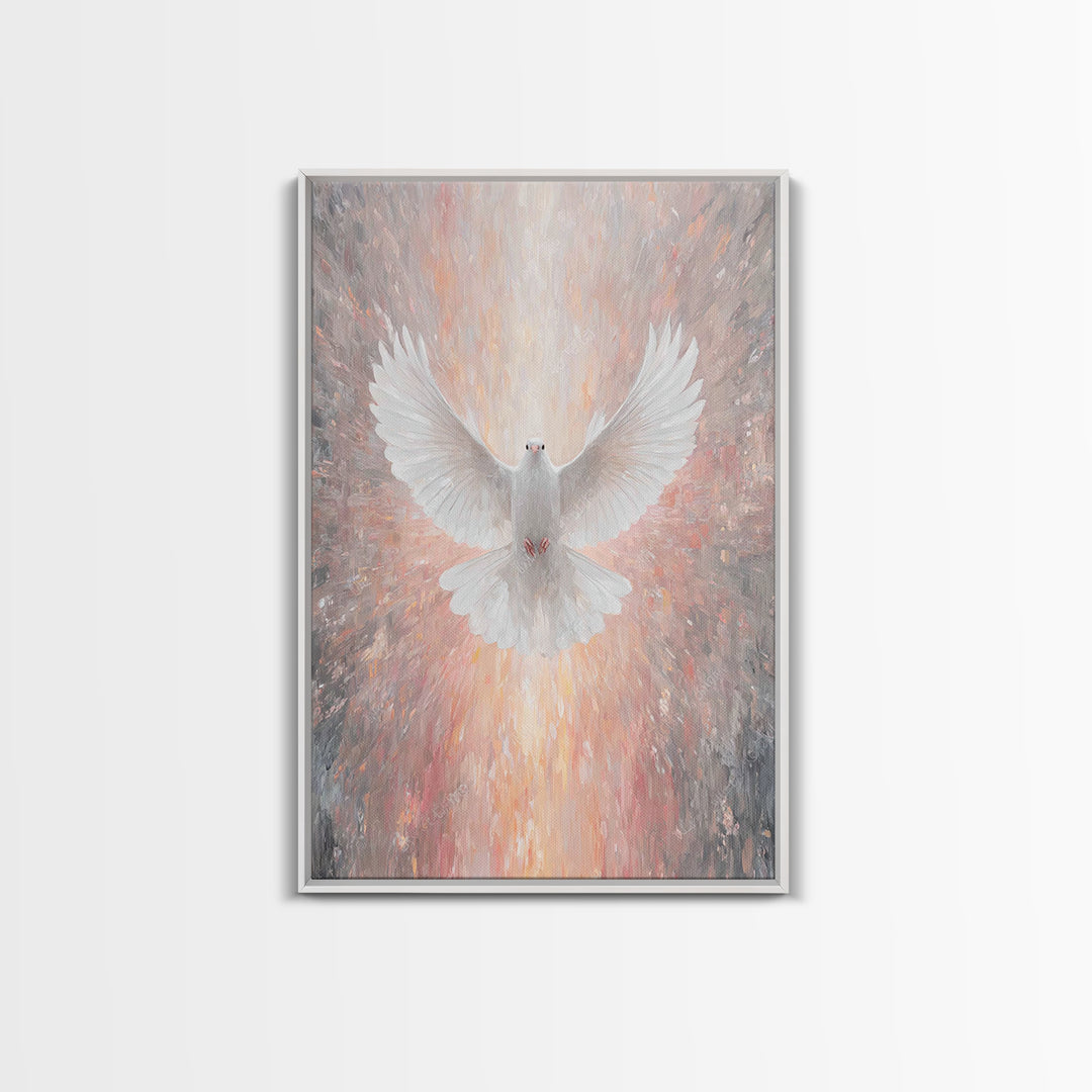 Holy Ascending Dove, Framed Canvas Print, Christian Christmas Art, Christian Wall Art, Christian Art Canvas, Christian Decor, Christian Art