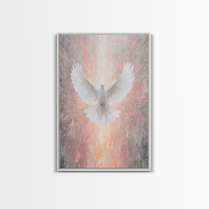 Holy Ascending Dove, Framed Canvas Print, Christian Christmas Art, Christian Wall Art, Christian Art Canvas, Christian Decor, Christian Art