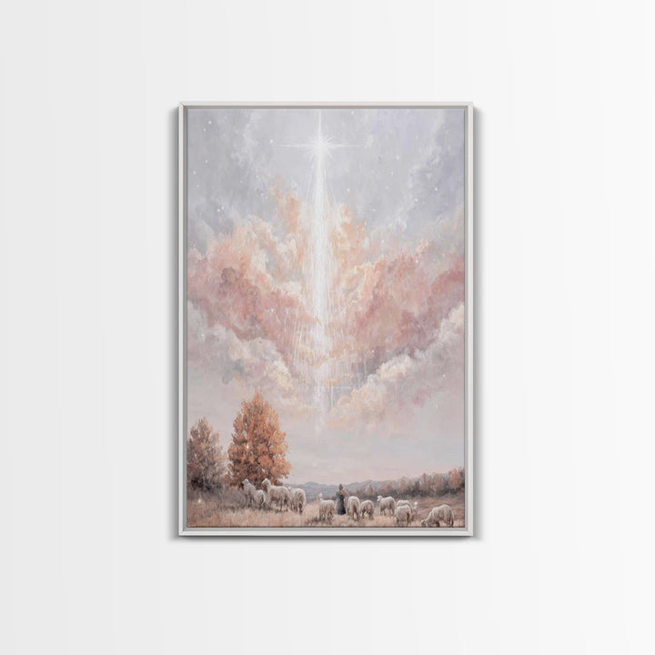 Heavenly Dawn – Framed Canvas Print – Christian Wall Art – Christian Art Canvas – Subtle Christian Art – Christmas Art Prints