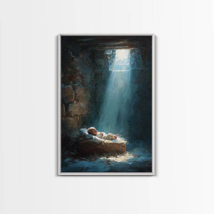Holy Manger Light – Framed Canvas Print – Christian Wall Art – Christian Art Canvas – Jesus Christmas Art – Christmas Art – Christian Decor