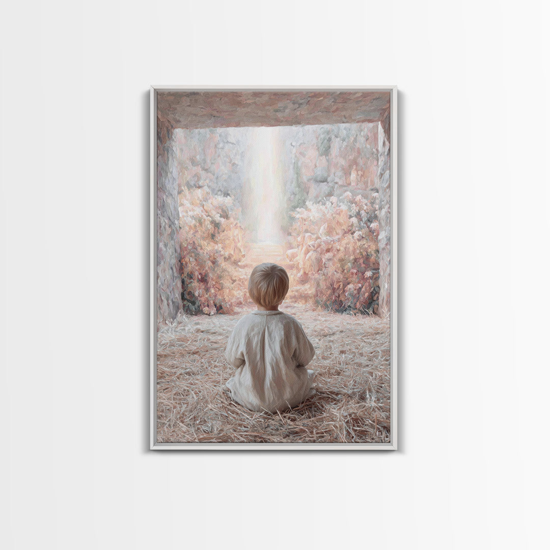 Child Of Promise | Framed Canvas Print | Christian Art Canvas | Christmas Art | Christian Christmas Art | Christian Wall Art | Christian De