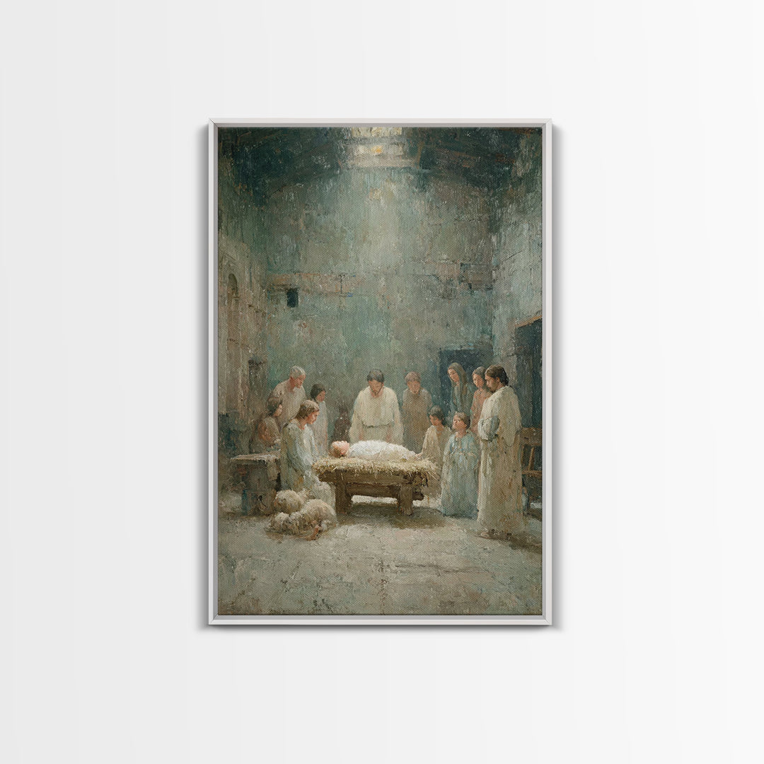 Holy Gathering | Framed Canvas Print | Christian Art Canvas | Jesus Christmas Art | Christmas Art | Christian Wall Art | Christian Decor