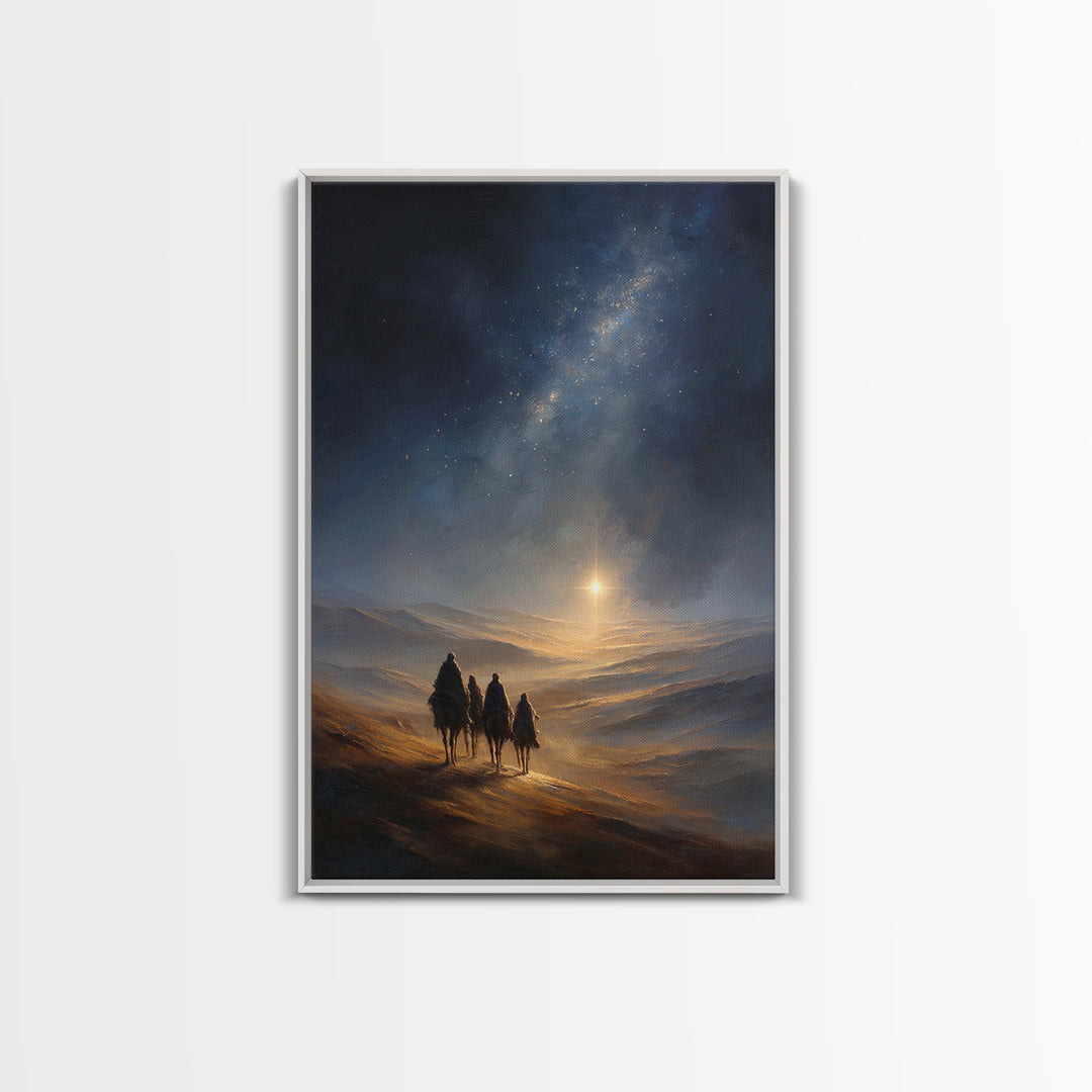 Journey By Starlight, Framed Canvas Print, Christian Christmas Art, Christmas Art, Christian Art Canvas, Christian Wall Art, Christian Deco