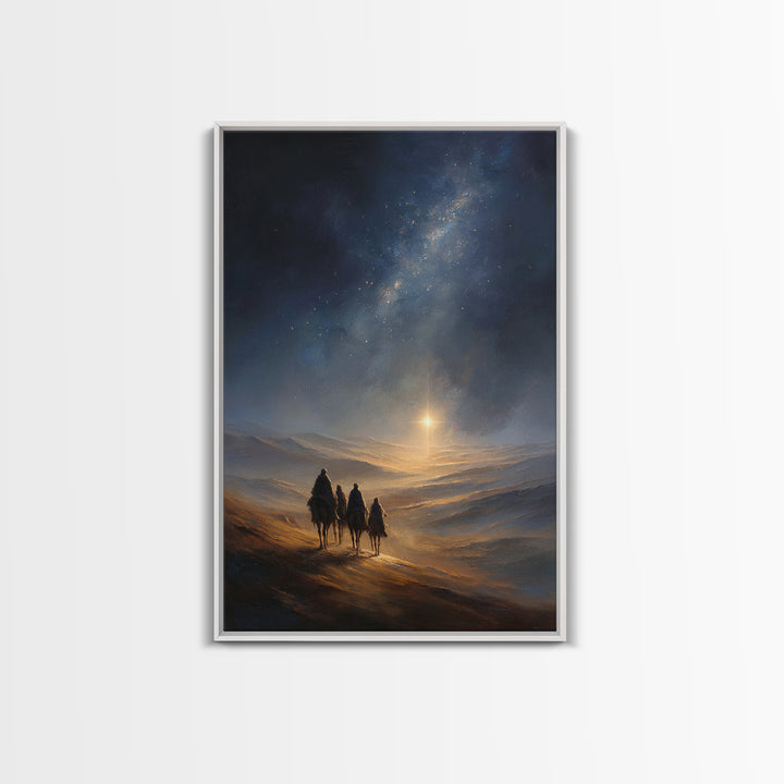 Journey By Starlight, Framed Canvas Print, Christian Christmas Art, Christmas Art, Christian Art Canvas, Christian Wall Art, Christian Deco