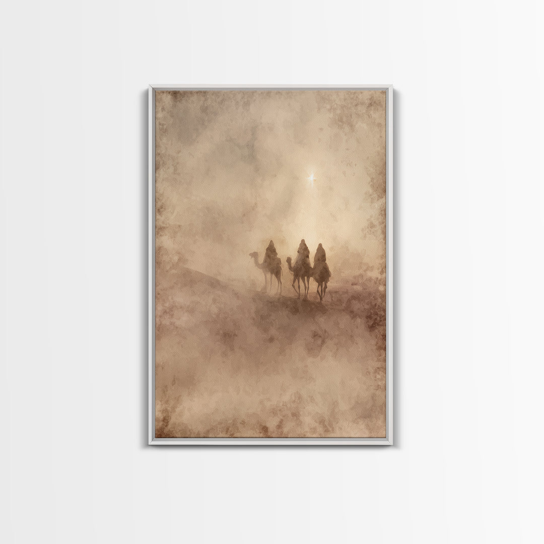 Holy Night Caravan, Framed Canvas Print, Christian Christmas Art, Christian Wall Art, Christmas Canvas Wall Art, Christian Art Canvas, Jesu