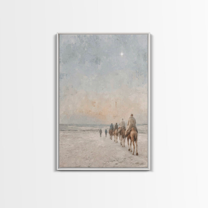 Sacred Pilgrimage, Framed Canvas Print, Christian Wall Art, Christian Christmas Art, Christian Art Canvas, Christmas Art Work, Jesus Painti