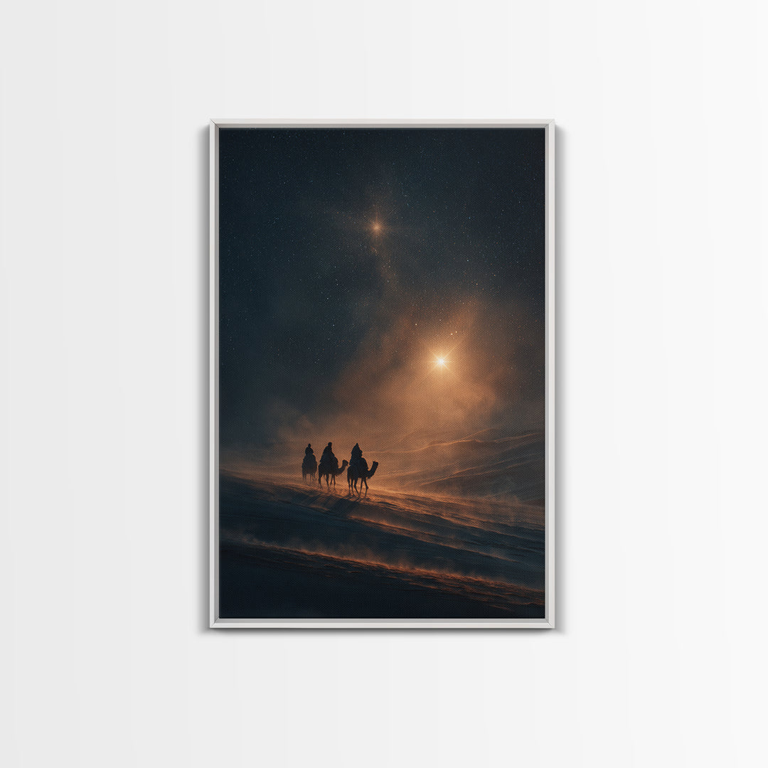 Heavenly Light Rise – Framed Canvas Print – Christmas Wall Art – Christian Art Canvas – Christian Christmas – Jesus Painting – Modern Chris