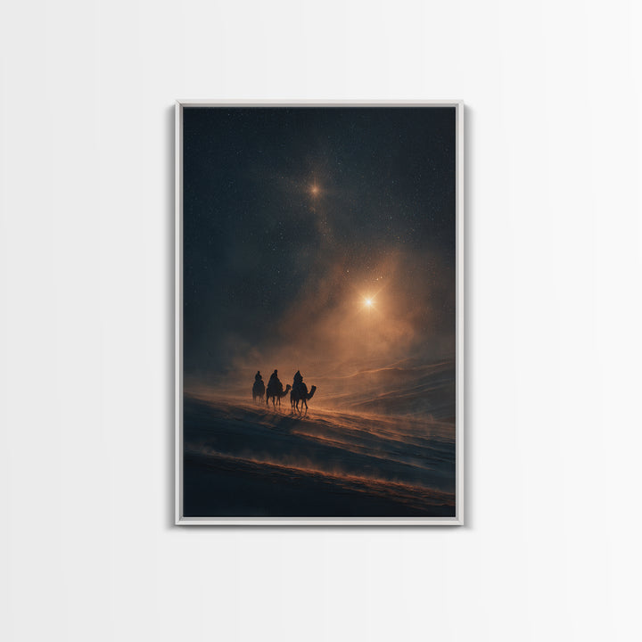 Heavenly Light Rise – Framed Canvas Print – Christmas Wall Art – Christian Art Canvas – Christian Christmas – Jesus Painting – Modern Chris