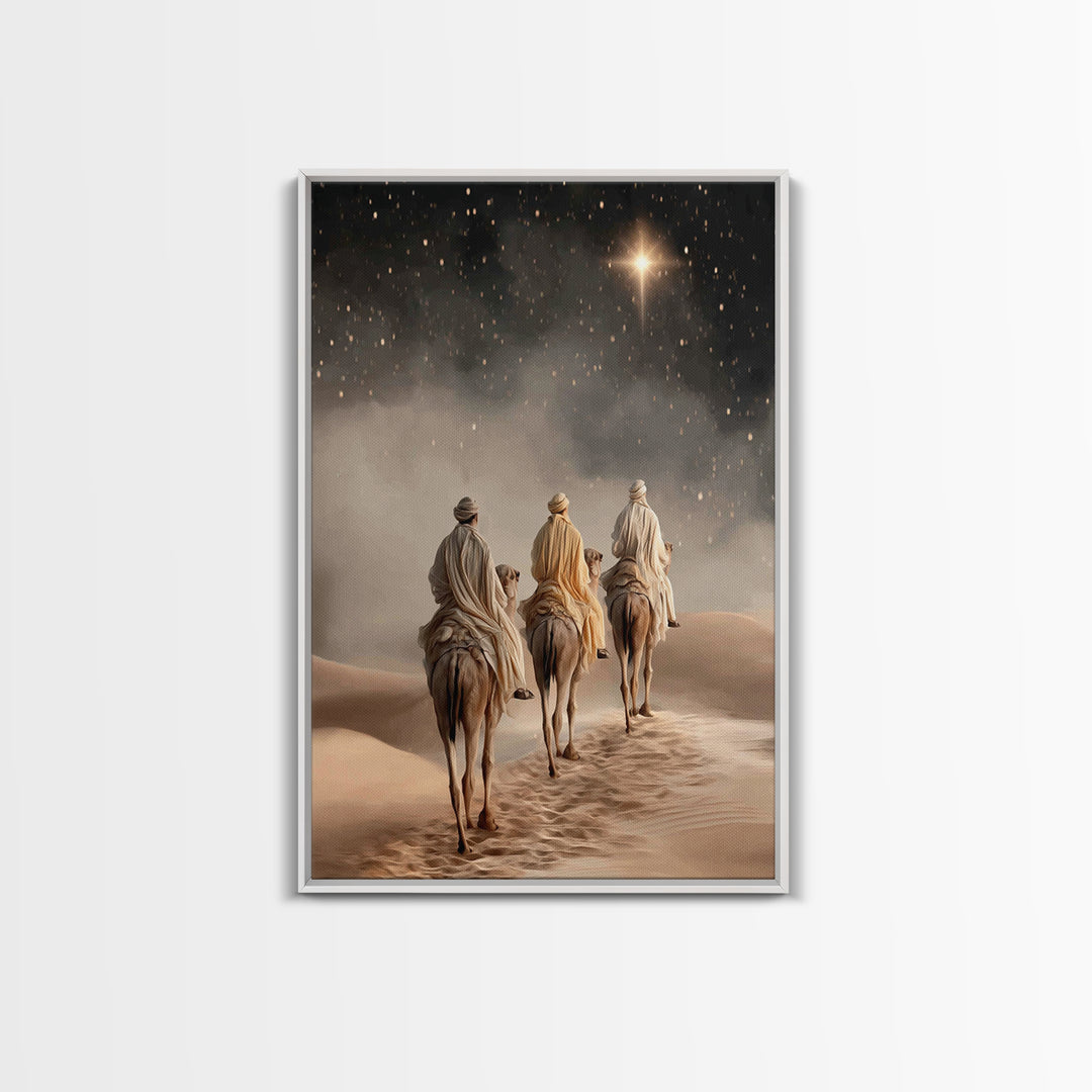 Desert Kings Journey, Framed Canvas Print, Christian Wall Art, Christian Christmas Art, Christian Art Canvas, Christmas Canvas Wall Art, Je