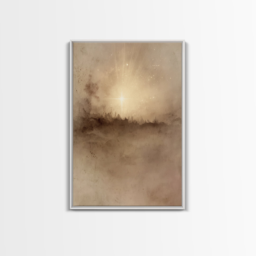 Star Of Bethlehem, Framed Canvas Print, Christian Wall Art, Christian Art Canvas, Christmas Art, Christian Christmas Art, Christian Decor