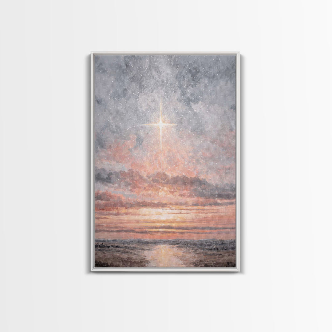 Celestial Promise | Framed Canvas Print | Christian Wall Art | Christian Art Canvas | Christmas Art | Christian Christmas Art | Christian D